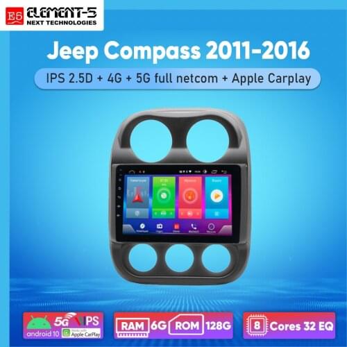ELEMENT-5 10” 2G+32G Android 10 4G WIFI DSP Car Radio For Jeep Compass 2011-2016 Navigation GPS