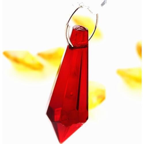Free Shipping 50pcs Red Color Glass Chandelier ICICLE (Free Rings) Crystal prisms pendants lamp parts