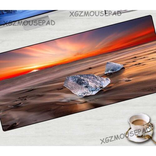 XGZ Landscape Red Gaming Large Mouse Pad Lock Edge Sunset Desert Tourism Glacier Rubber Table Mat Fabric Non-slip Speed Control