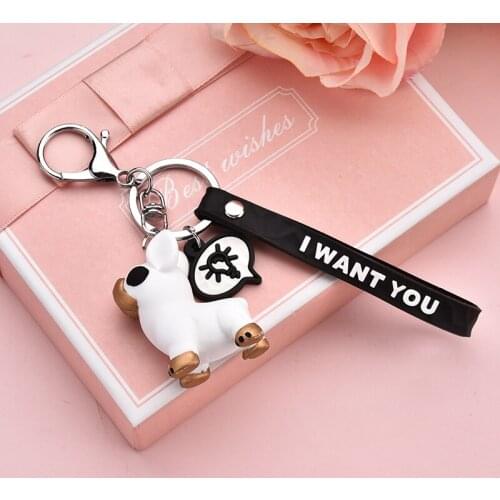 Fashion Dog Cat Dog Keychain Key Ring Cartoon PU Creative Car Bag Phone Pendant Key chain Gift for Women Jewlery EH038 EH042