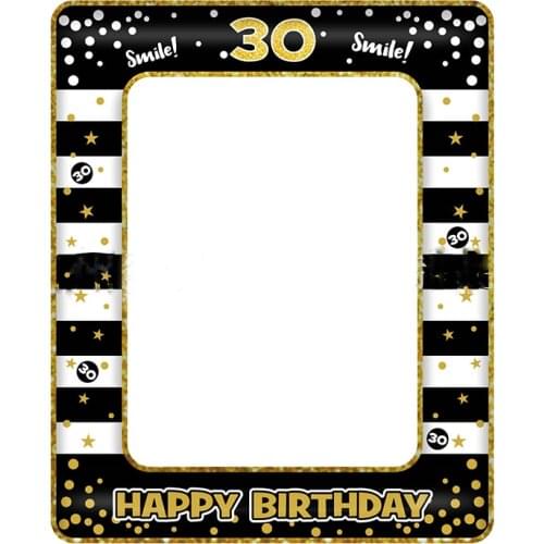 71x58cm Black Gold Balloon Birthday Photo Frame Happy 50 40 30 Years Old Birthday Party Decor Adults Favor Home Birthday Decor