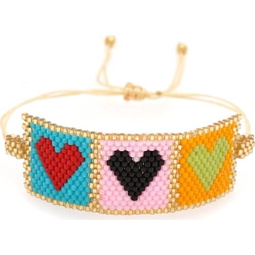Go2boho Wholesale Hearts Bracelets Boho Miyuki Bracelet Friendship Jewelry Gift for Girl Handmade Woven Pulseras Femme