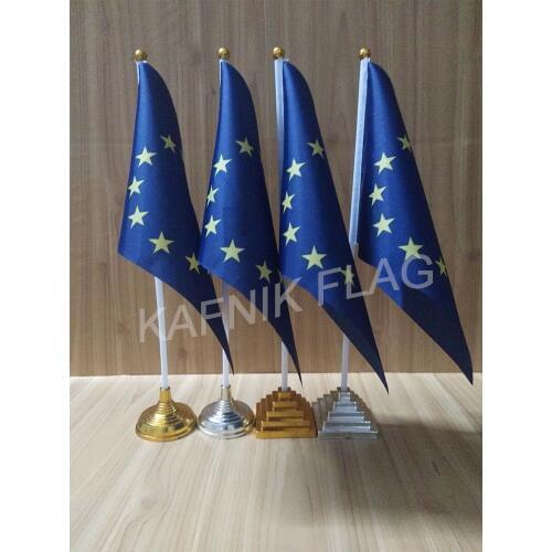 KAFNIK,5/10pcs a lot European Union table desk flag banner 14*21cm flag /Plastic flags or suction cups for your choice