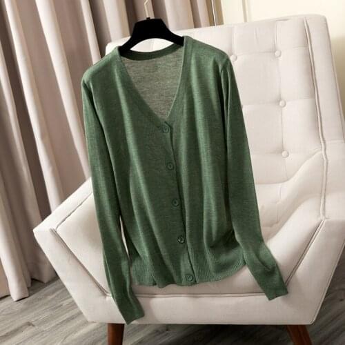 Autumn Summer Women Cardigan Sweater Solid Fashion Knitted Outwear Coat V Neck Single Breasted Female SweaterTop