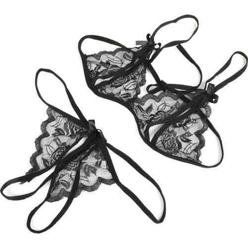 Women Sexy Lingerie Set Hot Erotic Sleepwear Transparent Crotch Open Panties Sexy Underwear Bra Exotic Apparel