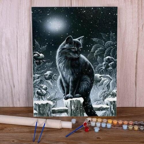 Cat Animal DIY Painting By Numbers Set Oil Paints 50*70 Paiting By Numbers Wall Paintings Crafts For Handiwork