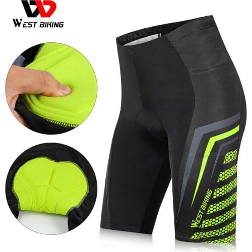 WEST BIKING Summer Cycling Pants 3D Pad Shockproof Breathable Cycling Trousers Unisex Thickened Racing MTB Bike Bicycle Shorts