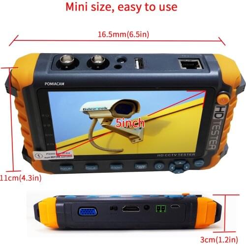 Mini size 5 Inch LCD 8MP TVI 8MP AHD 8MP CVI CVBS Analog Security Camera Tester Monitor Free toolkit