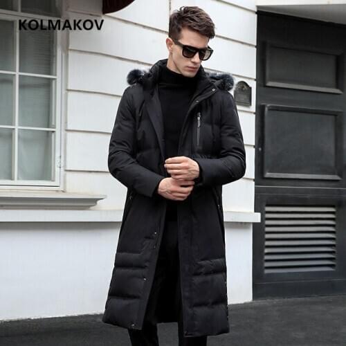 2020 Winter Long style Down Jackets Mens Hooded Coats real Fur Collar Plus Long Top Quality White Duck Down Jacket men