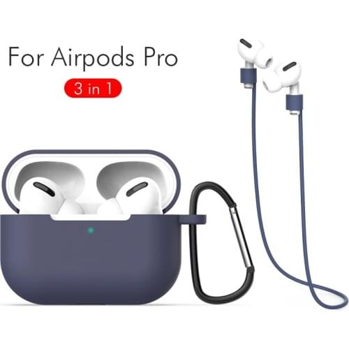 3in1 Soft Silicone Cases For Apple Airpods Pro Case Bluetooth Earphone Cover For Air Pods Pro funda for airpods pro with buckle
