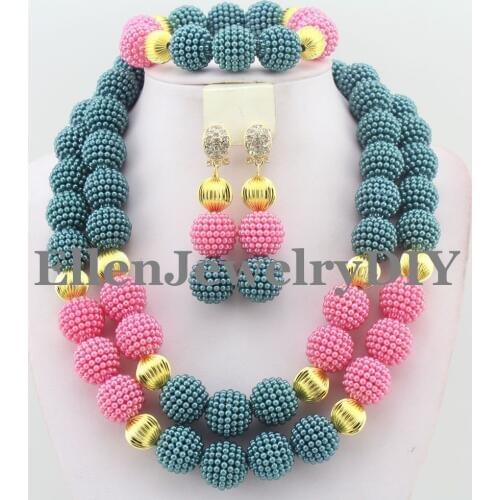 Newest perfect Womens Jewelry Crystal Beads African beads Jewelry Set party nigerian wedding beads Necklace Set For Bride W9237