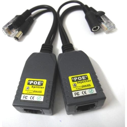 One pair CCTV DC Power RJ45 Converter Video Balun UTP Transceiver POE Splitter