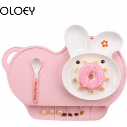 OLOEY Baby Placemats Baby Silicon Plate Sucker Non-Slip Silicone Placemats Kid Silicone Placemat Bowl Waterproof Kid Plate