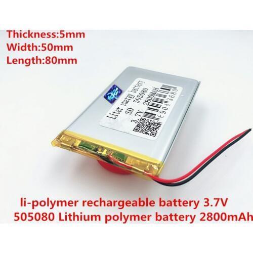 Polymer battery 2800 mah 3.7 V 505080 smart home MP3 speakers Li-ion battery for dvr,GPS,mp3,mp4,cell phone,speaker