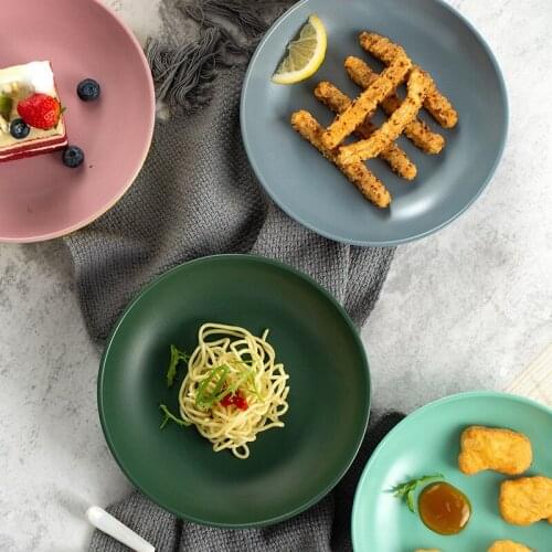 Tableware Ins Wind Plate Nordic Matte Color Ceramic Plate Home Dish Deep Plate Creative Dish Soup Plate Dinner Plates