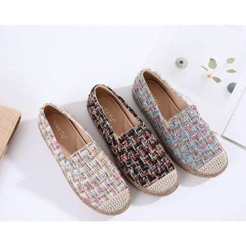 Casual Work Shoes Woman Light Weave Slip on Leather Hiking Women Shoe Fabric Plus Size Chaussures Femme Zapatos Mujer Sapato