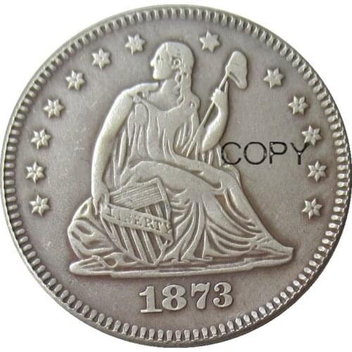 USA 1873 1873-CC Seated Liberty Quarter Dollars Different Mint Silver Plated 25 Cents Copy Coin