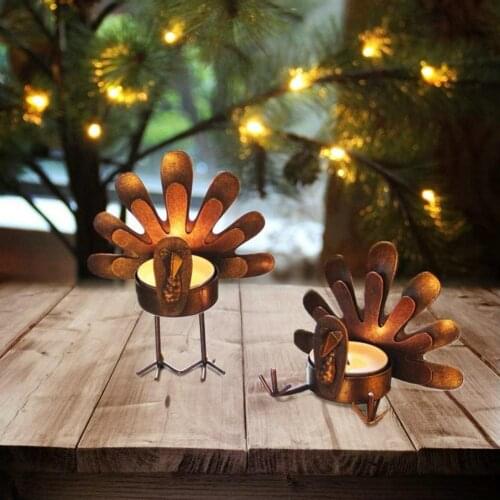 Metal Turkey Tea Light Candle Holder Thanksgiving Candle Holder Home Dinner Wedding Bar Party Candlestick