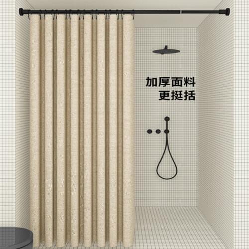 K-water Support custom size Shower Curtains Thicken Imitation Linen Waterproof Bath Polyester Bathroom Luxury Hooks washable