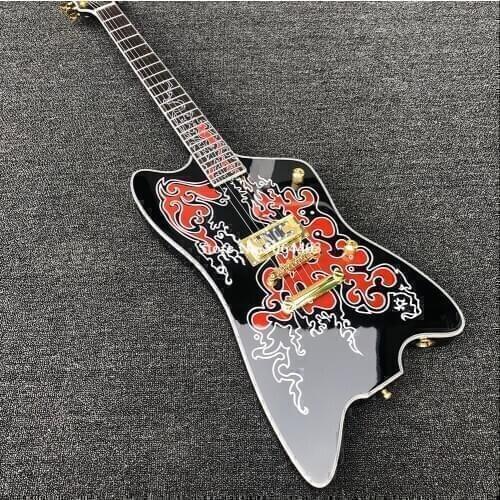 High quality 6 string electric guitar, shaped guitar, red applique guitar, Korean accessories, gold accessories, postage