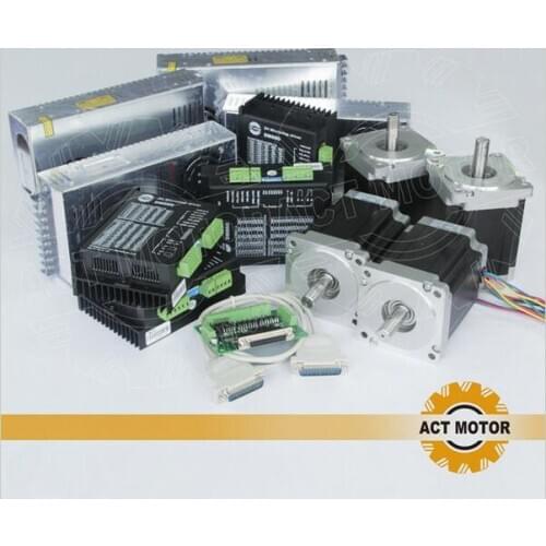 ACT 4Axis Nema34 Stepper Motor 34HS1456 4-Lead 1232oz 116mm 5.6A+4PCS Driver DM860 80V 256Micro+ Power Cut Mill Laser Machine