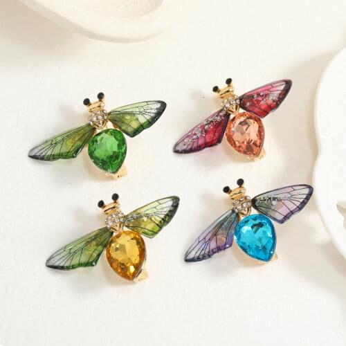 Muylinda Fashion Red Green Blue Crystal Bee Brooches with Colorful Wings Rhinestone Insect Brooch Pin for Women Jewelry Gifts