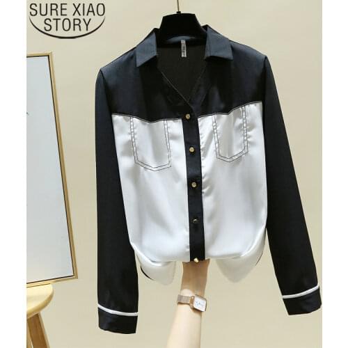 New Autumn Women Chiffon Shirts and Blouses POLO Collar Blusas Mujer De Moda 2021 Office Lady Fashion Long Sleeve Blouses 11920