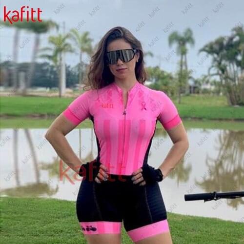 Kafitt Female Cycling Monkey Pink Suit Cycling Outfit Short Bodysuit Cycling Jersey Female Bisiklet Jumpsuit Robe Sets Womens