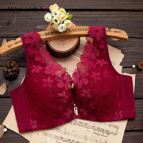 Large Size Thin Section with Steel Ring Fat 200 Jin Sponge-Free Large Bust Small Underwear Womens Vest-Style Lace Bra D