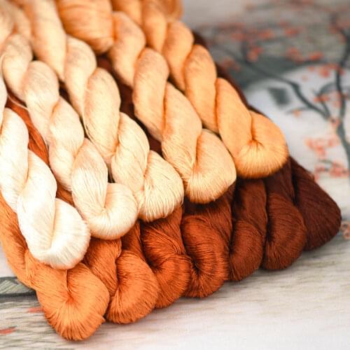 1 Color 400m Suzhou Embroidery 100% Natural Silk Embroidered Thread Silk Diy Special Silky Bright Color Line Red Brown