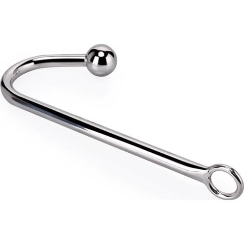 130g Stainless steel anal hook with beads hole metal butt plug anus fart putty slave Prostate Massager BDSM sex toy for men