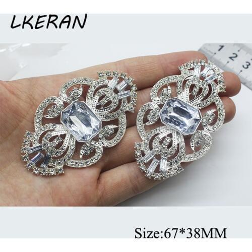 Fashion 2Pc/lot 38x67mm New style Crystal Rhinestone Metal Decorative Craft Accessories DIY Clothing Sewing Supplies