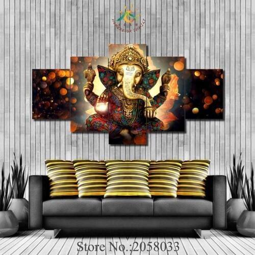 4-5 Pieces Canvas Painting Wall Art Home Decor For Living Room Prints Elephant Trunk God Modular Poster Ganesha Pictures