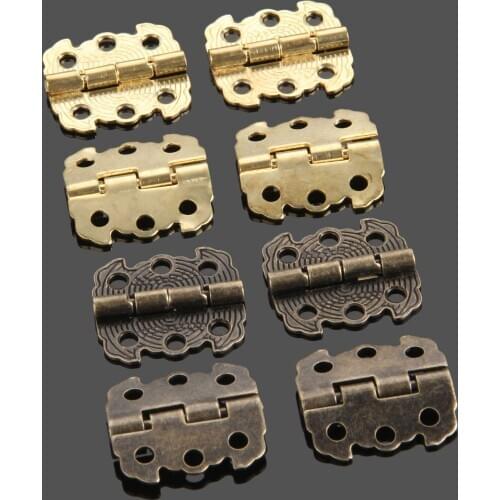 4Pcs Vintage Wooden Box Small Hinge Cupboard Cabinet Door Cabinet Hinges Furniture Fittings Home Decor Bronze/Gold With Screws