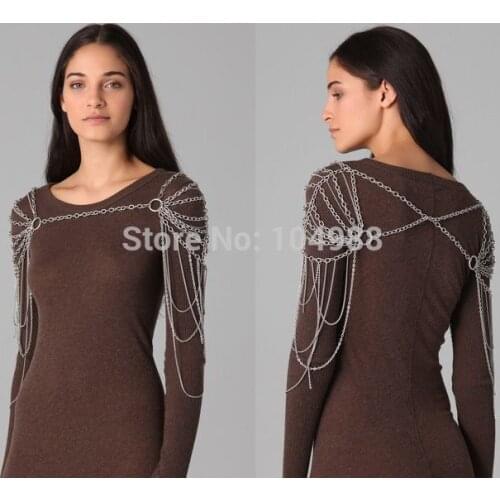 Free Shipping Style B347 Fashion Silver Colour Chains Double Shoulders Multi-layers Chains Chains Shoulder Jewelry 3 Colors