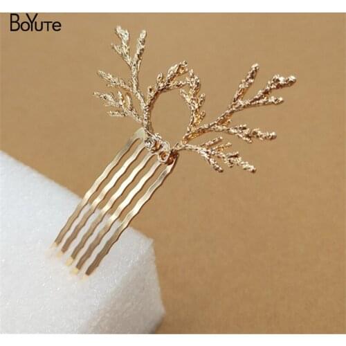 BoYuTe Wholesale (10 Pieces/Lot) 25*59MM Pine Branch 5 Teeth Hair Comb Tiara Vintage Diy Bridal Wedding Hair Accessories