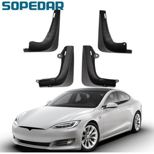 SOPEDAR Car Mud Flaps Fender For Tesla Model S 2015 2016 2017 2018 2019 Mudflaps Splash Guards Front Rear Set Molded Mudguards