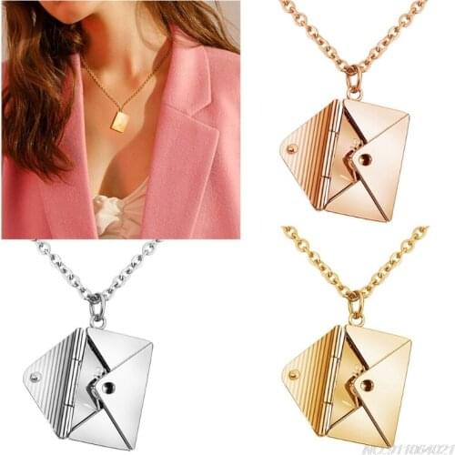 Love Envelope Pendant Necklace Heart Seal Message Locket Pendant Can Open Envelope Lovers Fashion Necklace Jewelry Wholesales