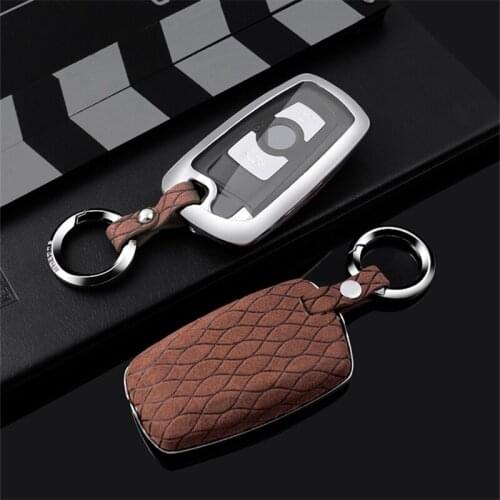 Suede Leather+Zinc Alloy+TPU Car Remote Key Case Full Cover For BMW E46 E60 e87 E90 X1 X3 X4 X5 X6 F30 F34 F10 F07 F20 G30 F15