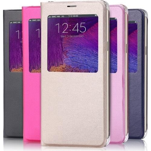 Luxury Window view Flip PU Leather Phone Case for Samsung Galaxy S6 S7 edge S8 S9 Plus Note 8 9 S8+ S9+ Note9 Back Cover Case