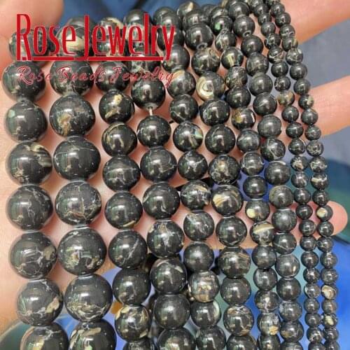 Black Shell Howlite Turquoises Stone Beads Round Loose Spacer Beads For Jewelry Making 15'' 4/6/8/10/12mm DIY Bracelets Necklace