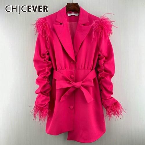 CHICEVER Solid Dress For Women Notched Long Sleeve High Waist Lace Up Bowknot Patchwork Tassel Mini Dresses Female 2021 Autumn