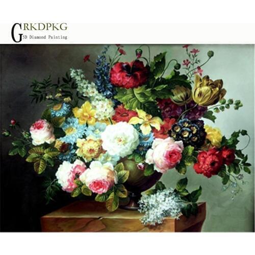 Flower vase 5d diy diamond painting full drill square diamond embroidery Cross stitch pictures of rhinestones Wedding decoration