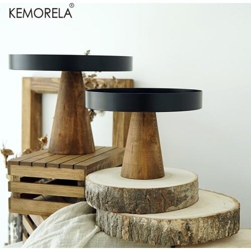 High Stand Wooden Cake Plate Creative Food Serving Trays Multi-Use Eco Naural Wood Desserts/Fruits Tray wedding Home Decor