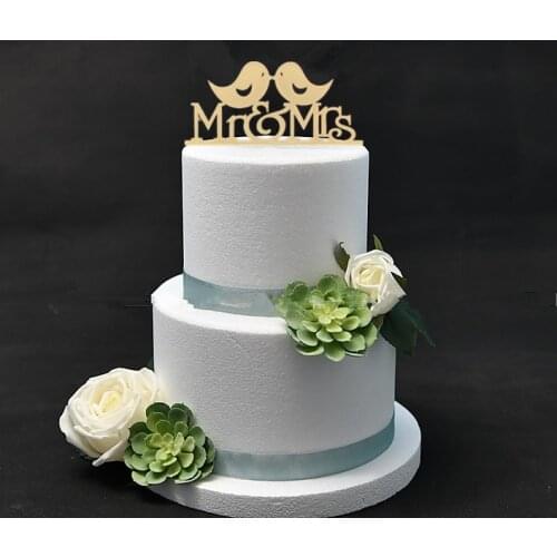 Two Love Birds Wood Cake Topper Wedding Cake Topper for Wedding Party Decoration Cake Decorating