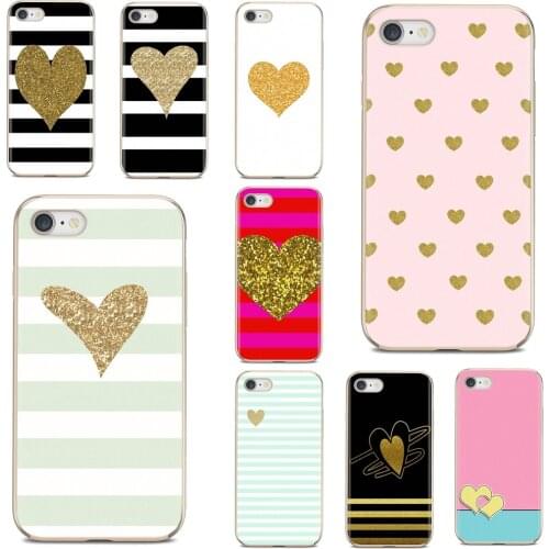 For Samsung Galaxy J1 J2 J3 J4 J5 J6 J7 J8 Plus 2018 Prime 2015 2016 2017 Soft Cover Bag Striped Golden Heart Glitter Sweet