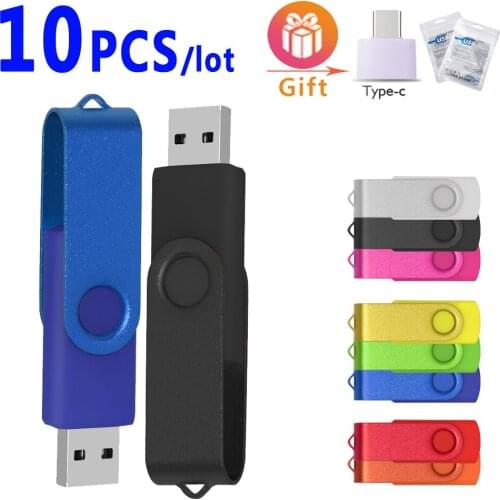 10pcs/lot Pendrive 64GB 32GB 16GB 8GB USB Flash Drive 128GB 256GB Pen Drive Waterproof U Disk 2.0 Memoria Usb Stick Custom Logo