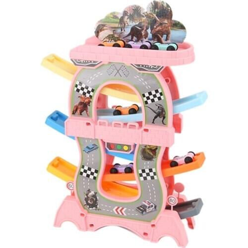 Toddler Toys Gliding Car Set Slot Track Toys Slide Board Track with 6 Mini Cars ic Racing Cars