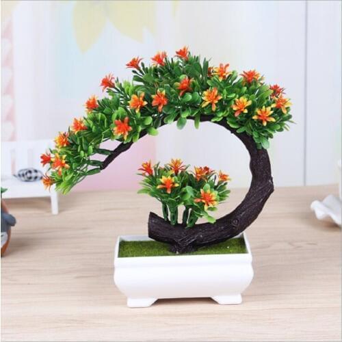 New creative artificial flower bonsai Imitation plastic green plant small pot Artificial floral plant decorative furnishings