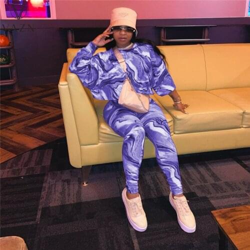 VAZN 2021 Autumn High Waist Set Simple Solid Free Office Lady Sexy Full Sleeve Top Long Pants Lady 2 Piece Set